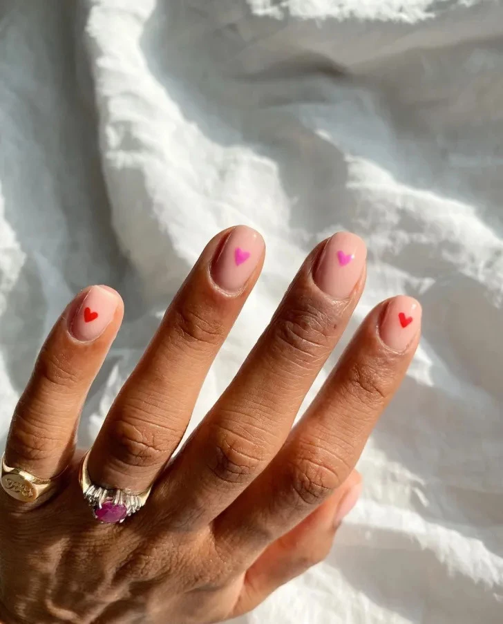 Tiny Heart Decals Short Square Tiny Heart Decals Short Square — short nail designs