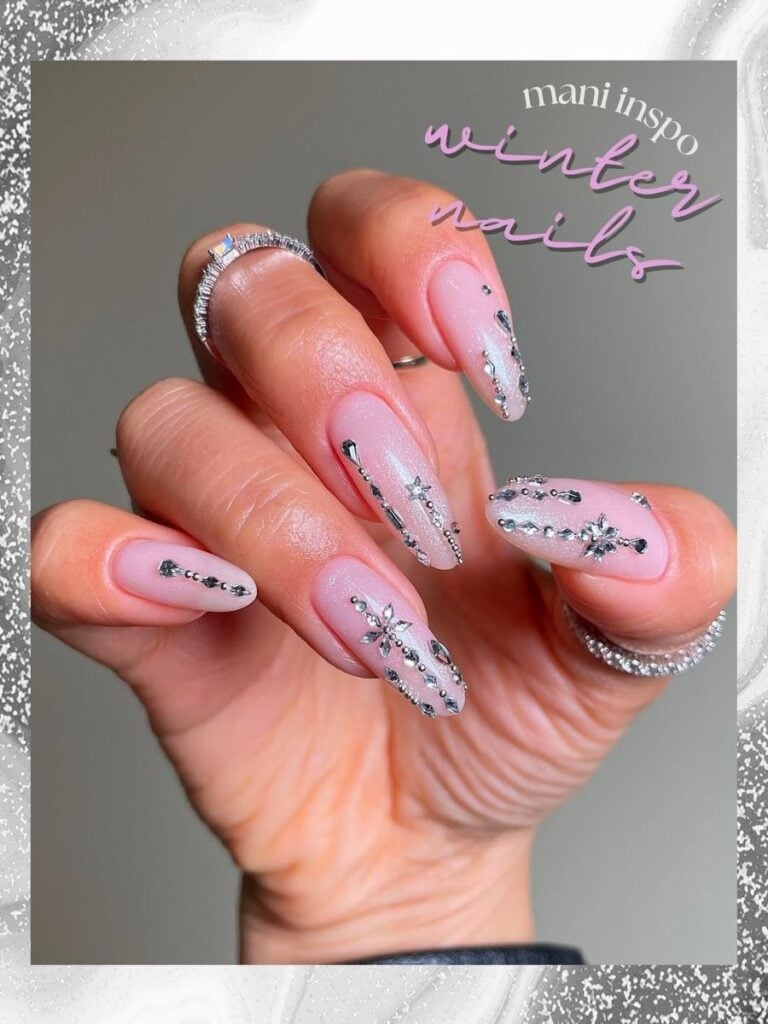 Rhinestones Glitter Star Charms Visual Idea Rhinestones Glitter Star Charms Visual Idea — Winter Pink Nails