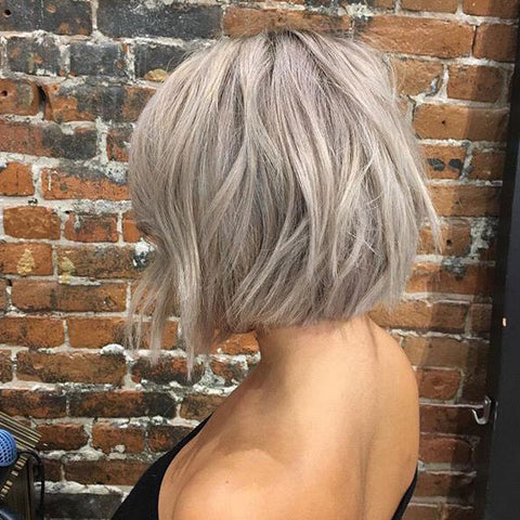 Textured Platinum Blonde Bob — Winter Hair Colors for Short Hair
