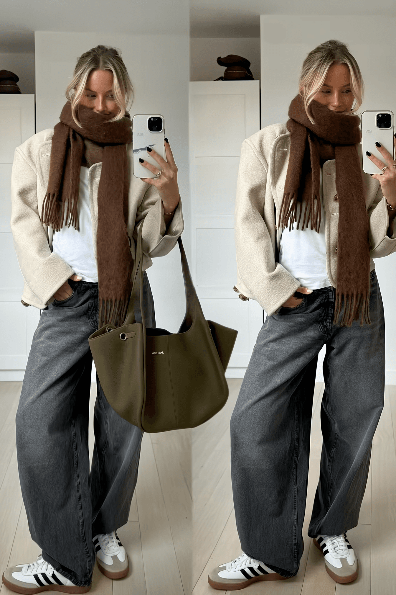 Beige Jacket and Brown Scarf for Relaxed Winter Comfort Beige Jacket and Brown Scarf for Relaxed Winter Comfort — Aesthetic Winter Outfits