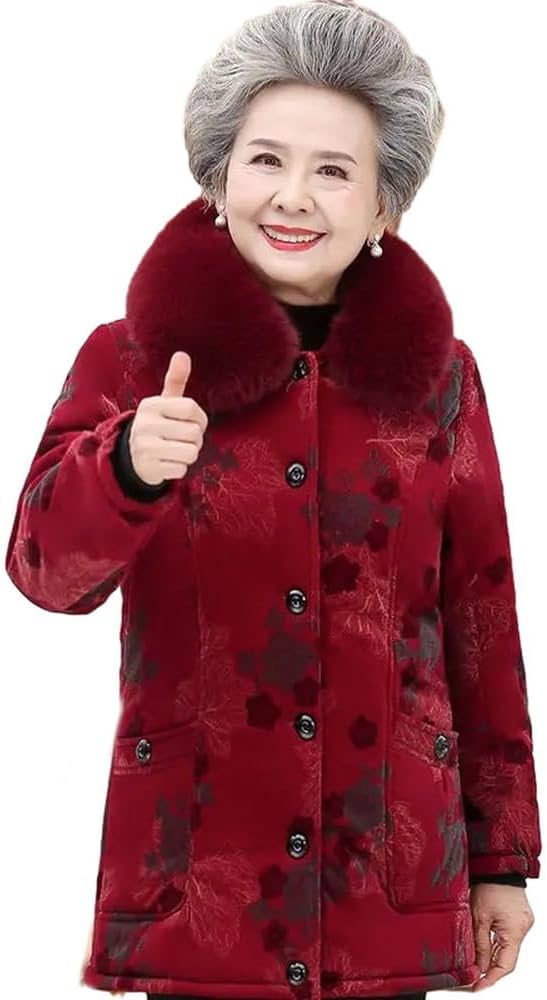 Red Quilted Coat with Fur Collar for Winter Charm Red Quilted Coat with Fur Collar for Winter Charm — Winter Outfits for Women Over 70