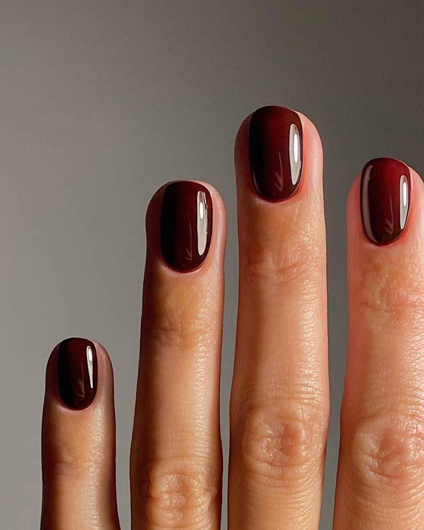 Dark Berry Red Short Rounded Nails Dark Berry Red Short Rounded Nails — Winter Nail Colors for Women Over 40