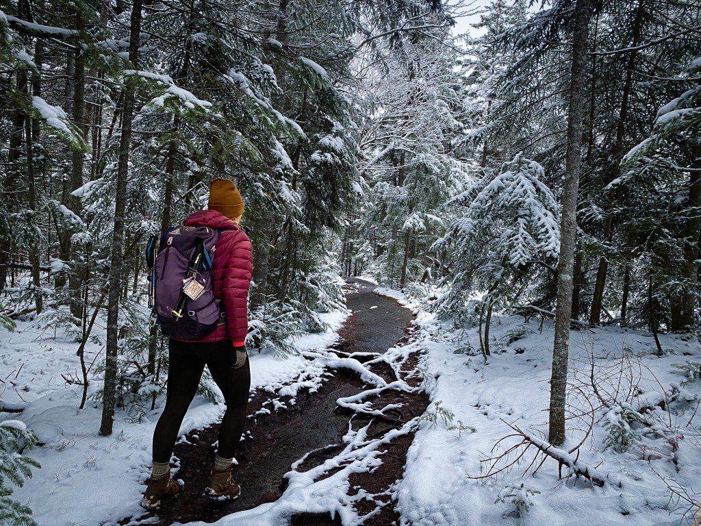 Red Puffer Jacket and Black Leggings for a Classic Winter Look Red Puffer Jacket and Black Leggings for a Classic Winter Look — Winter Hiking Outfits