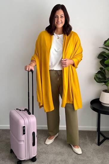 Oversized Yellow Cardigan with Wide-Leg Trousers for Casual Comfort Oversized Yellow Cardigan with Wide-Leg Trousers for Casual Comfort — Winter Outfits for Curvy Women