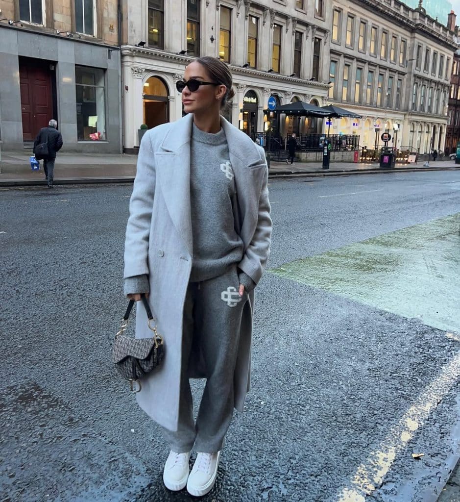 Monochromatic Grey Knit Set for Relaxed Chic — Winter Travel Outfits