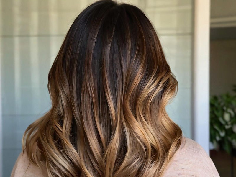 Smooth Transition From Dark To Light Dark Brown to Caramel Blonde Back Waves Smooth Transition From Dark To Light Dark Brown to Caramel Blonde Back Waves — Winter Ombre Hair