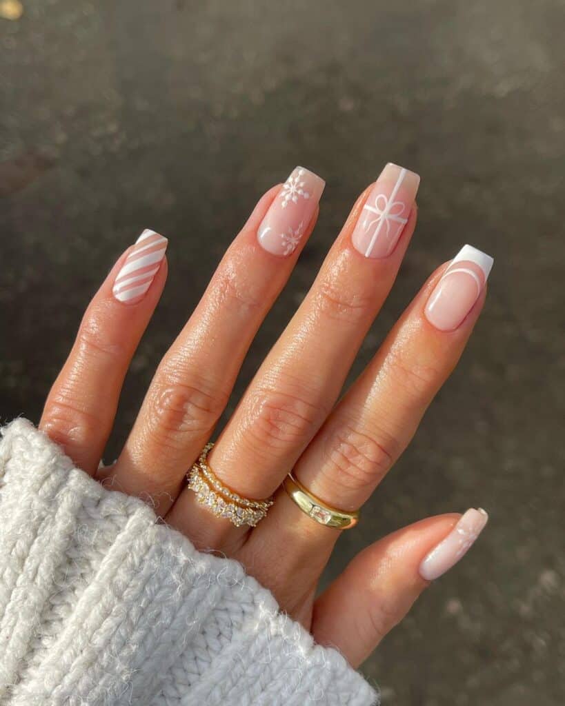 Sheer Pink Winter Art Medium Square Sheer Pink Winter Art Medium Square — Simple Winter Nails
