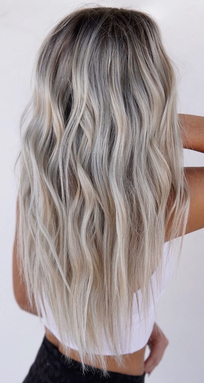 Rooted Ash With Lighter Ends Rooted Ash With Lighter Ends — Icy Blonde Hair