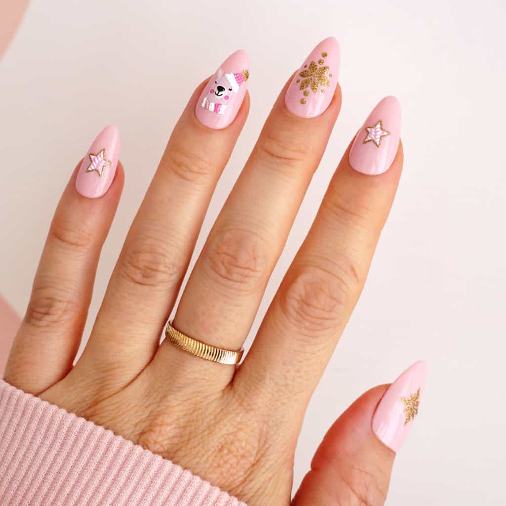 Long Stiletto Polar Bear Star Nails Long Stiletto Polar Bear Star Nails — Winter Nail Colors for Women Over 60