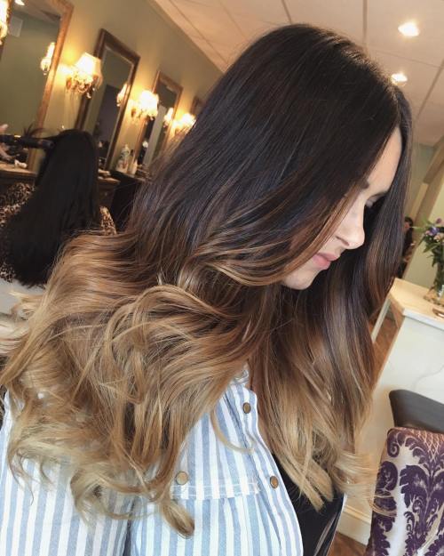 Mid-Back Ombre From Dark Brunette to Blonde Mid-Back Ombre From Dark Brunette to Blonde — Blonde to Brunette Hair