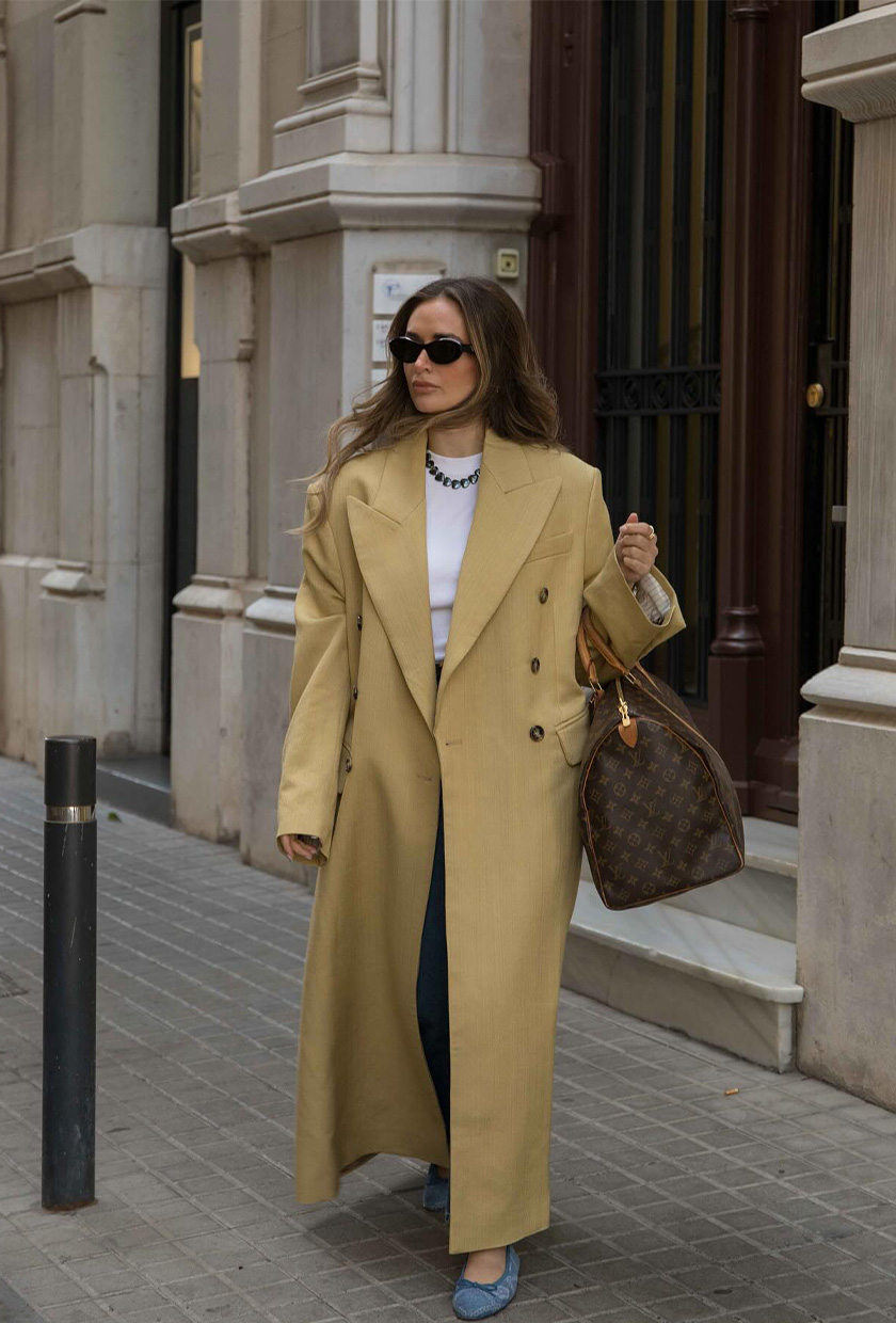 Floor-Length Trench Coat with Jeans and Ballet Flats — Winter Airport Outfits