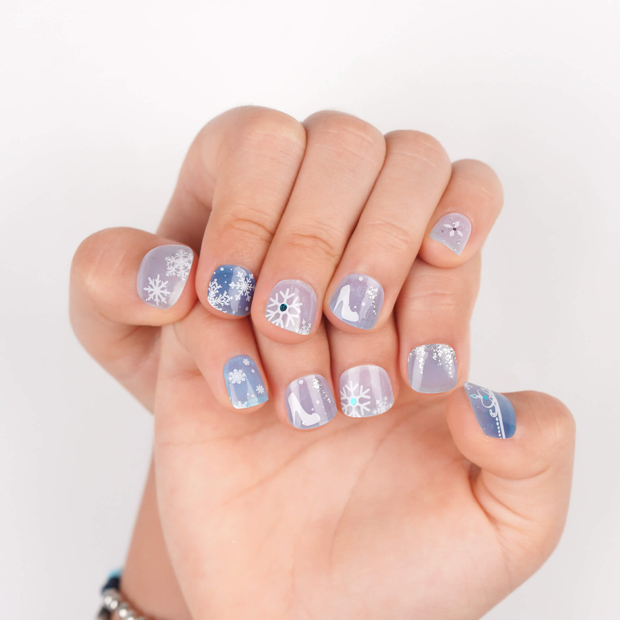 Blue and Purple Snowflake Glitter Blue and Purple Snowflake Glitter — Winter Nails for Kids
