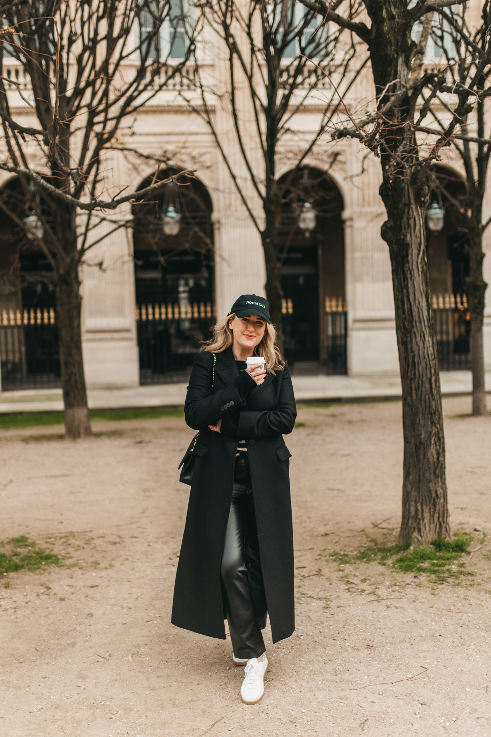 Long Black Coat with Leather Pants for Casual Chic Long Black Coat with Leather Pants for Casual Chic — Early Winter Outfits