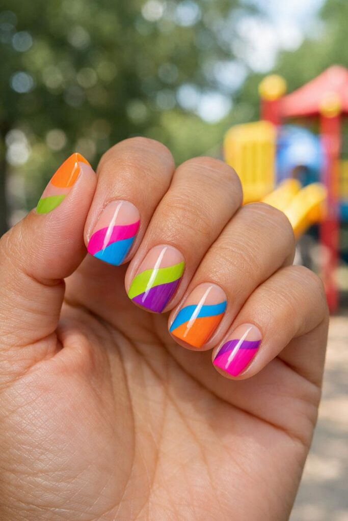 Bright Diagonal Stripes Short Square Bright Diagonal Stripes Short Square — short nail designs