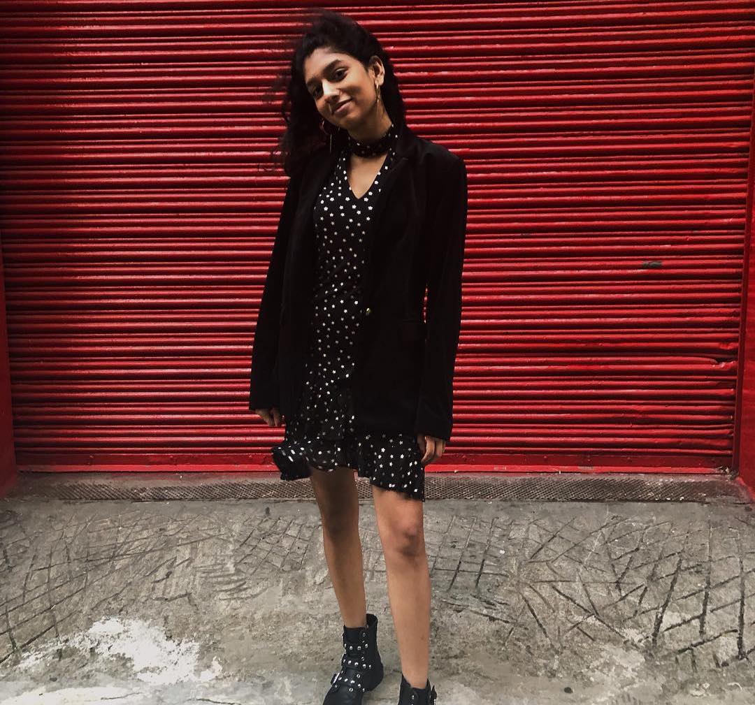 Velvet Blazer and Polka Dot Dress for a Night Out on Campus — Winter College Outfits