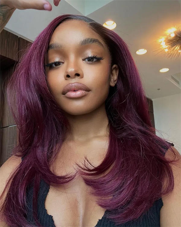 Deep Burgundy With Violet Undertones Deep Burgundy With Violet Undertones — Burgundy Hair Color