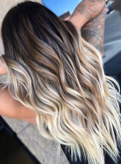No Bangs Dark Brown to Ash Blonde Mid-Back Blend No Bangs Dark Brown to Ash Blonde Mid-Back Blend — Winter Ombre Hair