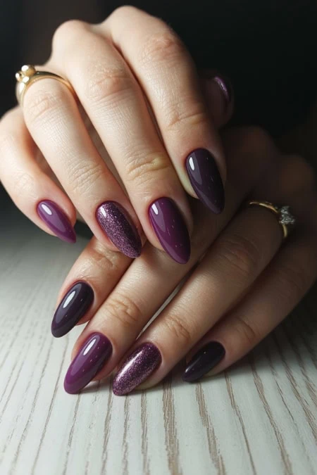 Deep & Shimmering Plum Almond Mix Deep & Shimmering Plum Almond Mix — Winter Purple Nails