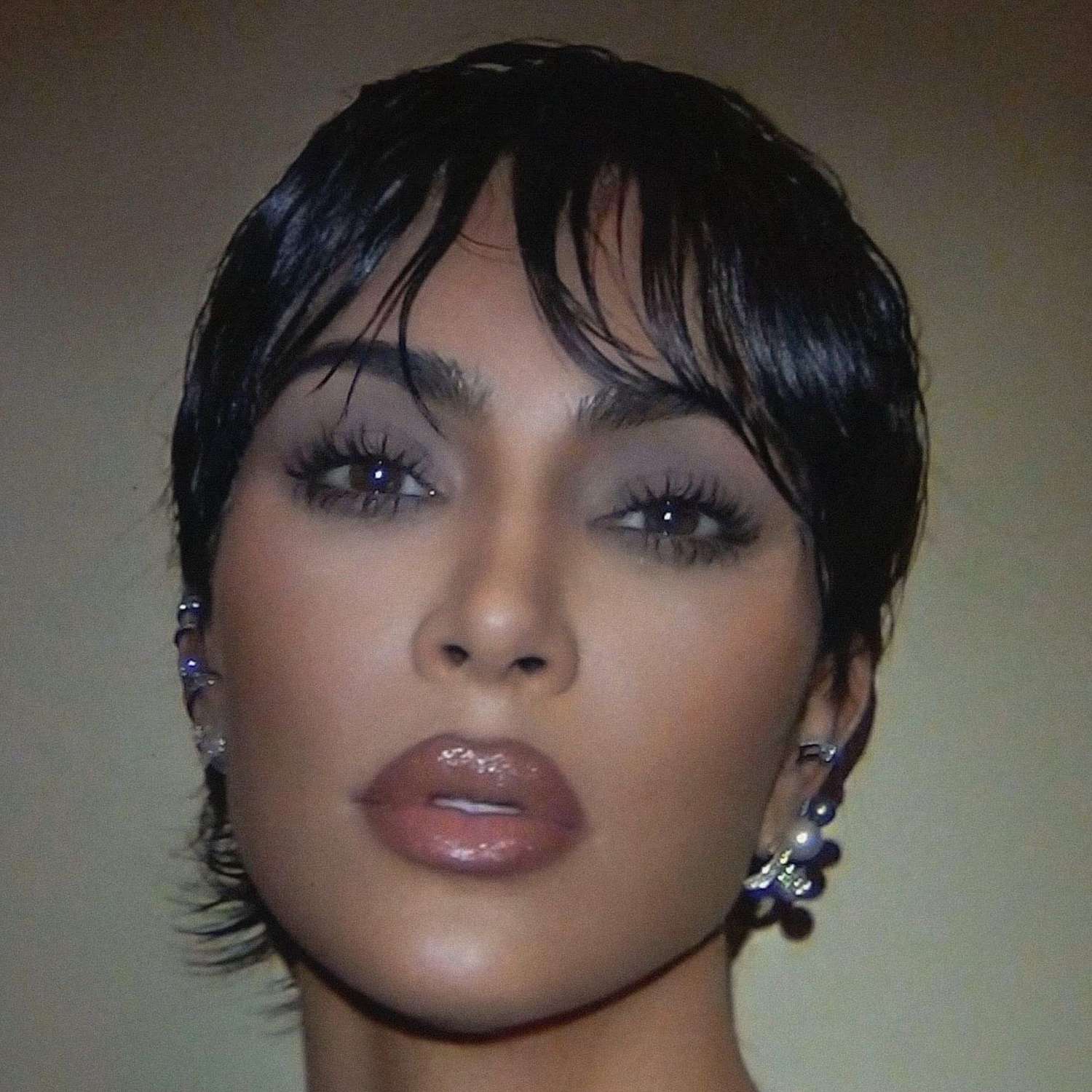 Ear Wet Look Pixie With Wispy Bangs — Winter Hair Colors for Short Hair