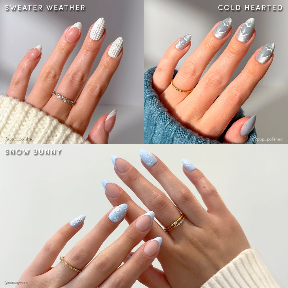 Light Blue Shimmer Minimalist Heart Light Blue Shimmer Minimalist Heart — Winter Squoval Nails