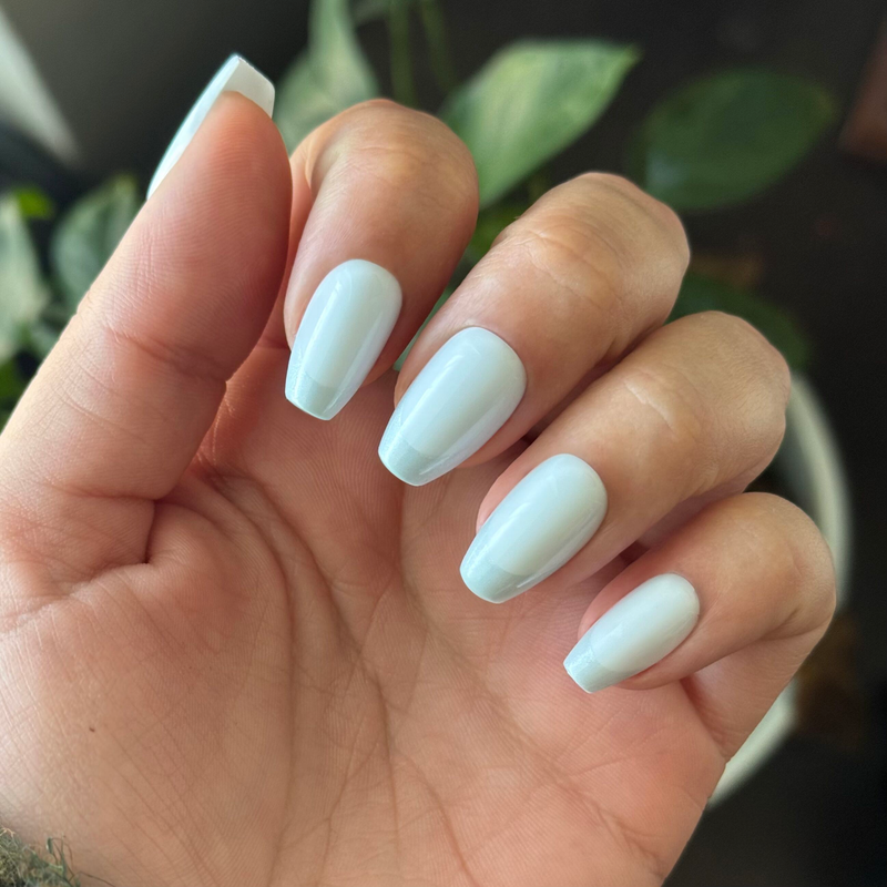 Uniform Glossy Pale Blue Coffin — Icy Blue Nails