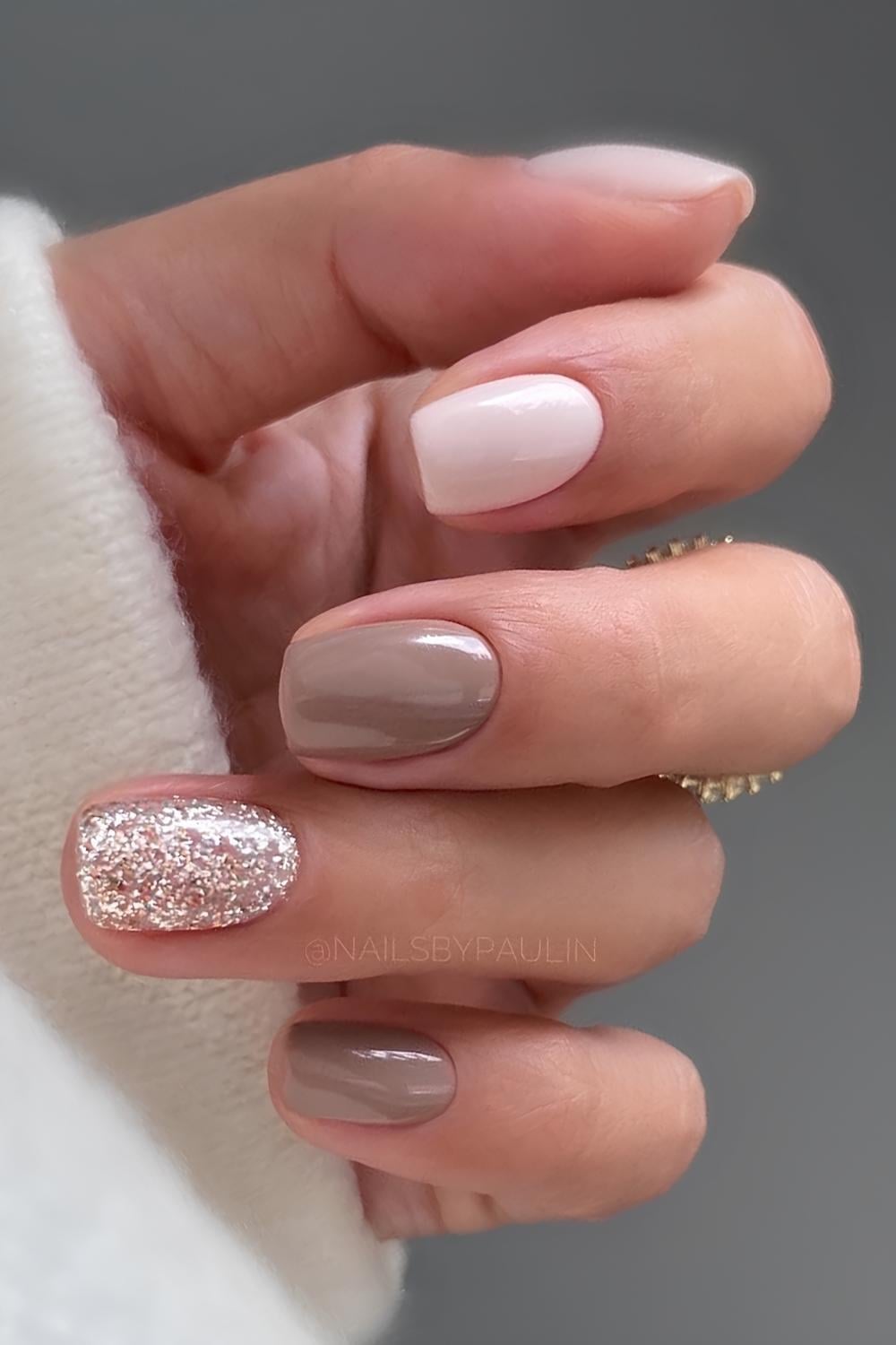 Light Pink Taupe Rose Gold Glitter Nails Light Pink Taupe Rose Gold Glitter Nails — Classy Winter Nails