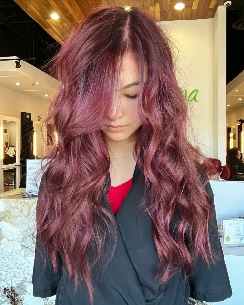 Collarbone Plum Base With Lighter Tones — Plum Hair Color