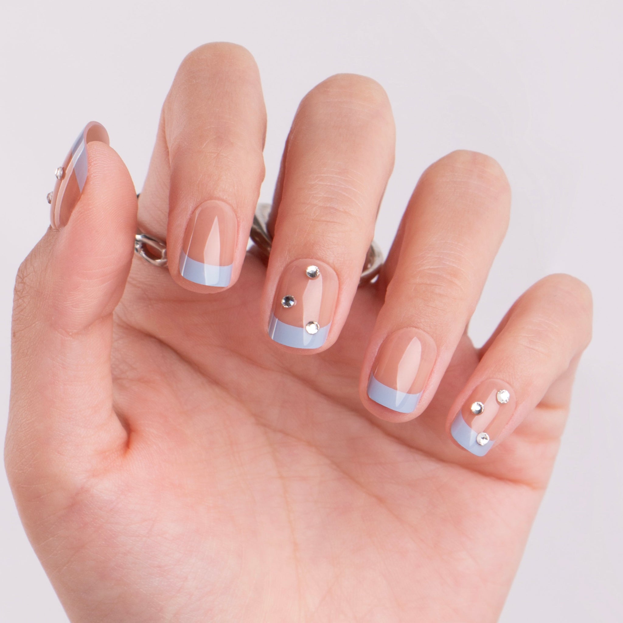 Small Rhinestones On Accent Nails Visual Idea Small Rhinestones On Accent Nails Visual Idea — Short Winter Square Nails