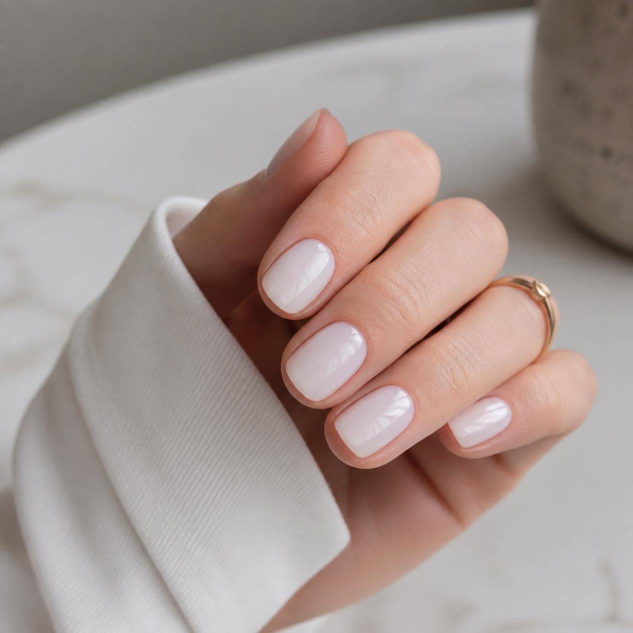 Sheer Milky Pink Short Square Nails Sheer Milky Pink Short Square Nails — Milky White Nails