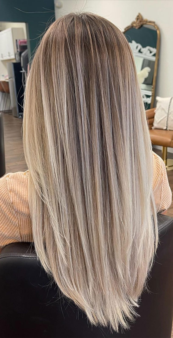 Dimensional Ash Blonde with Dark Roots Dimensional Ash Blonde with Dark Roots — Winter Hair Colors for Blondes