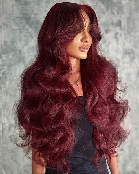 Voluminous Burgundy Waves With Red Tones Voluminous Burgundy Waves With Red Tones — Burgundy Hair Color