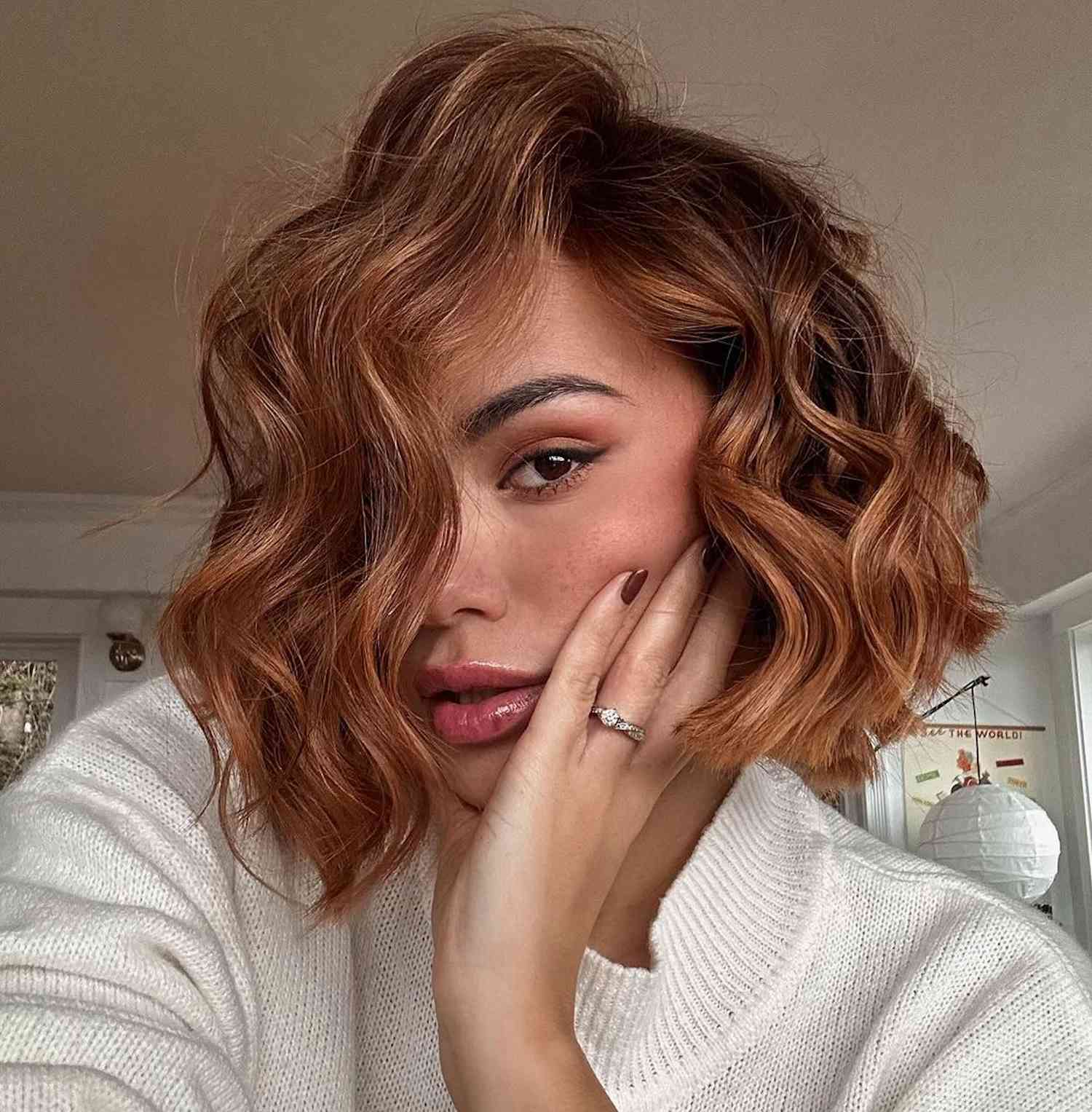 Warm Copper Wavy Bob Warm Copper Wavy Bob — Winter Red Hair Colors