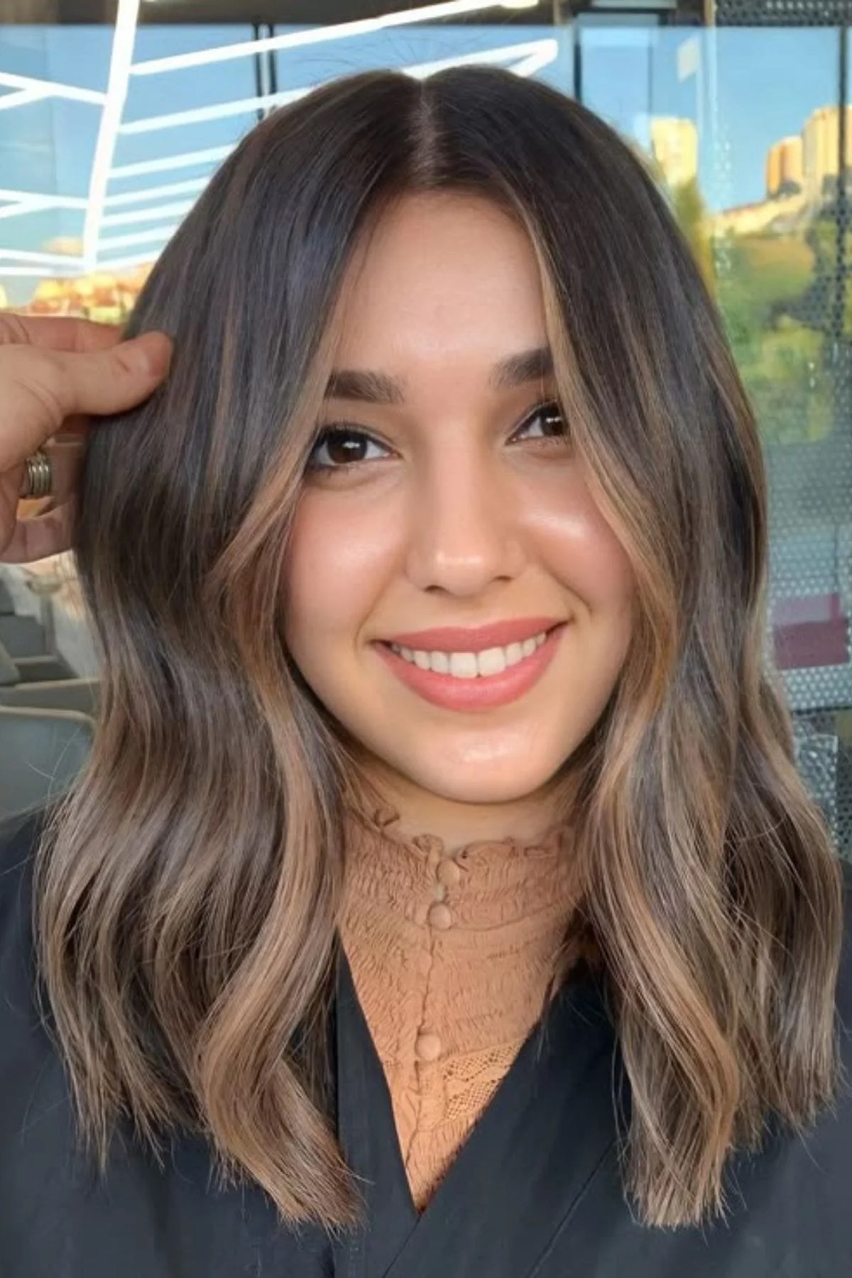 Subtle Ash Brown Balayage on a Lob — Ash Brown Hair