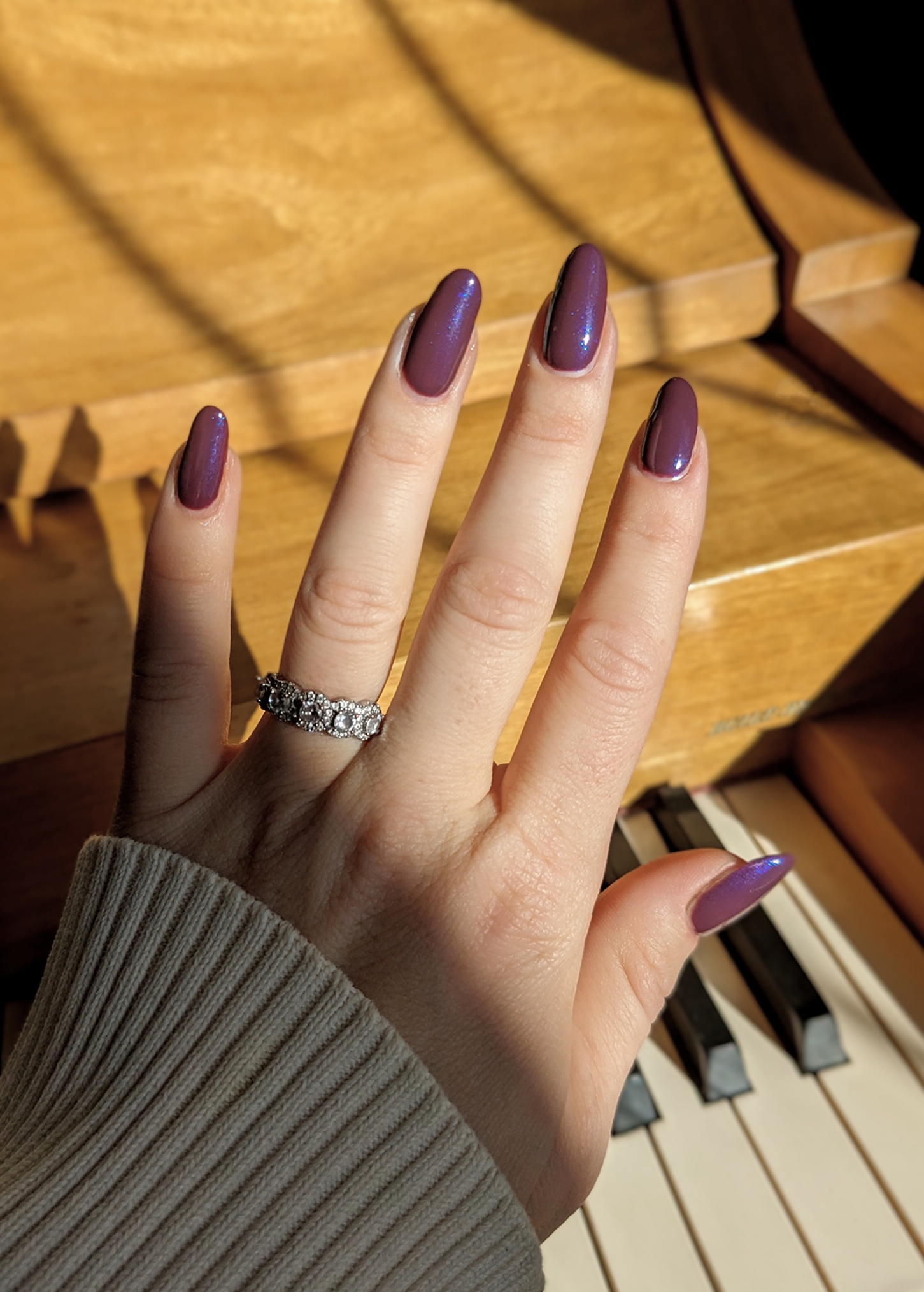 Shimmering Plum Medium Oval Nails Shimmering Plum Medium Oval Nails — Fall to Winter Nails