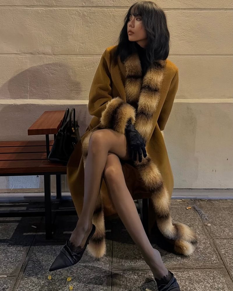 Luxurious Brown Wool Coat with Dramatic Fur Trim — Wool Coat Outfits