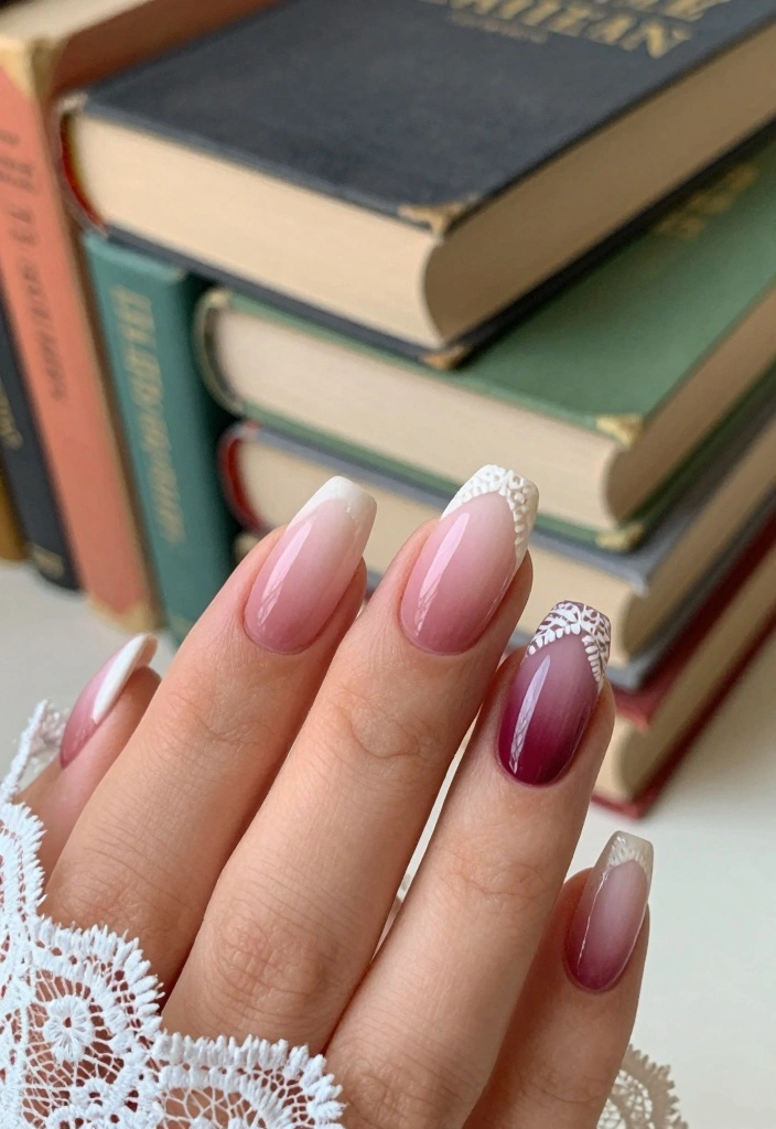 Romantic Gradient Lace French Tips Romantic Gradient Lace French Tips — Lace Nails