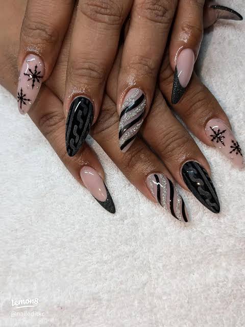 Nude Pink Stiletto With Sweater Texture Nude Pink Stiletto With Sweater Texture — Winter Stiletto Nails