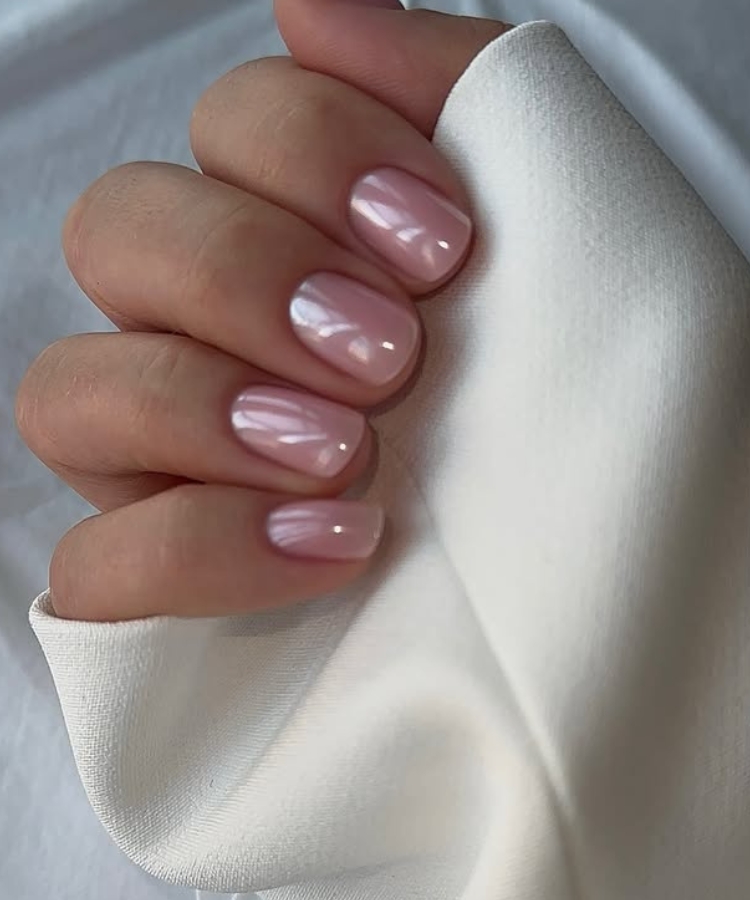 Pearlescent Pink Shimmer Squares Pearlescent Pink Shimmer Squares — trendy simple nail designs