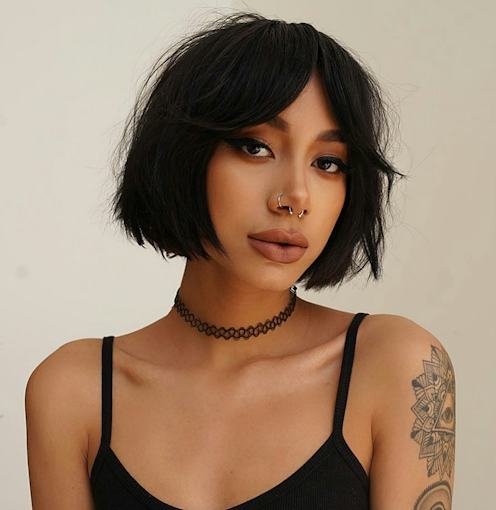 Chic Black Bob With Blunt Bangs Chic Black Bob With Blunt Bangs — Short Winter Haircuts