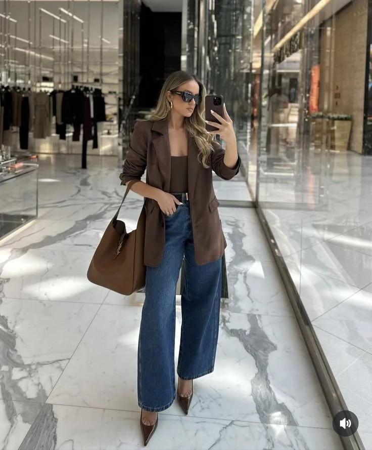 Chocolate Brown Blazer with Denim for Casual Chic Chocolate Brown Blazer with Denim for Casual Chic — Chocolate Brown Outfits