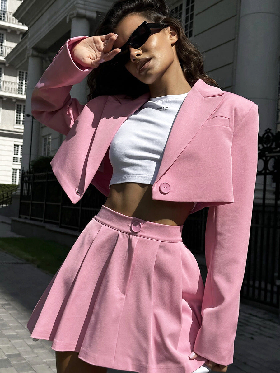 Chic Power Suit Ensemble: Y2K Blazer & Mini Skirt Set – ZINNTRA