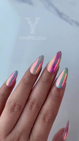 Aurora Chrome Almond Nails Aurora Chrome Almond Nails — chrome nail designs