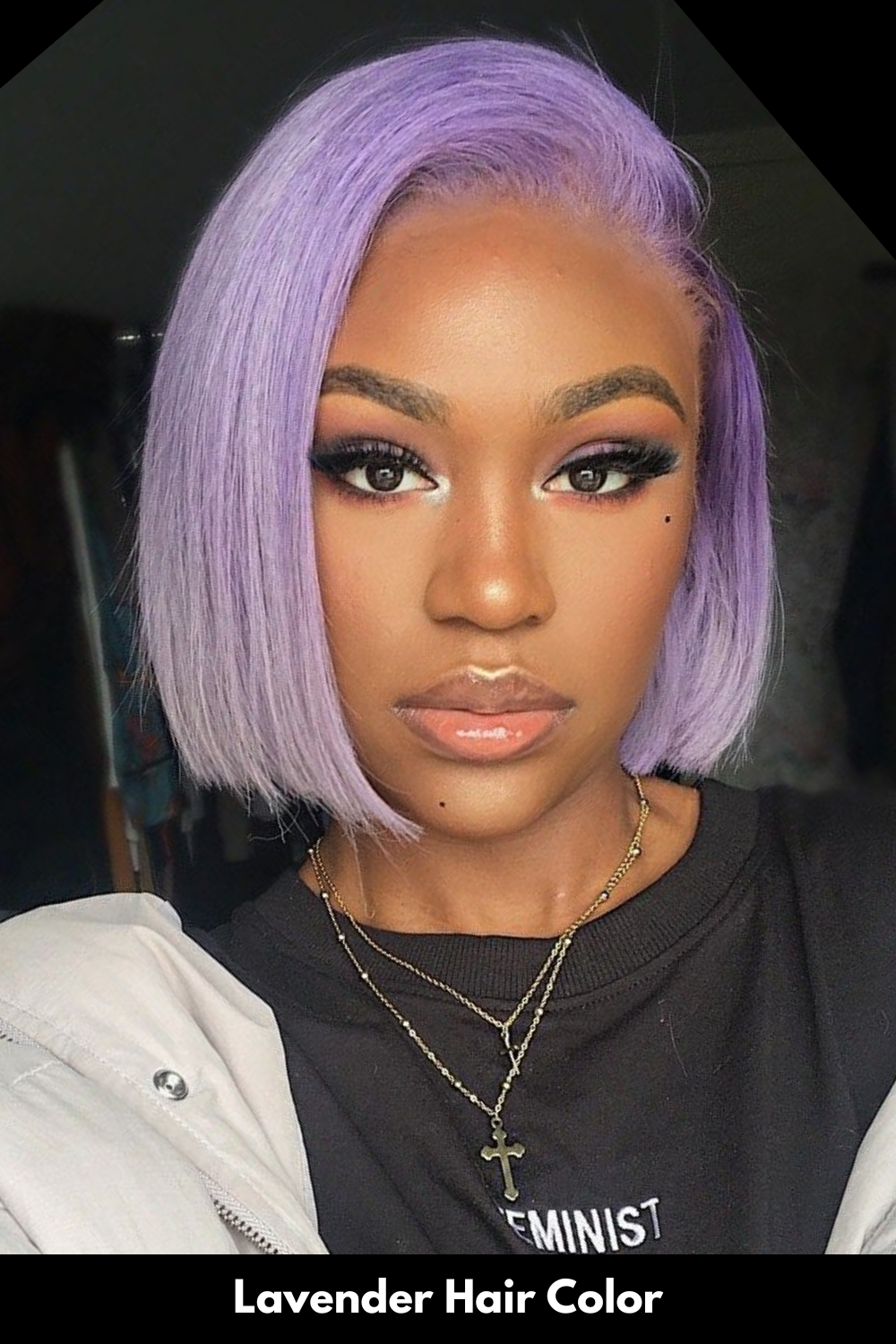 Sleek Chin-Length Lavender Bob — Winter Hair Colors for Black Women