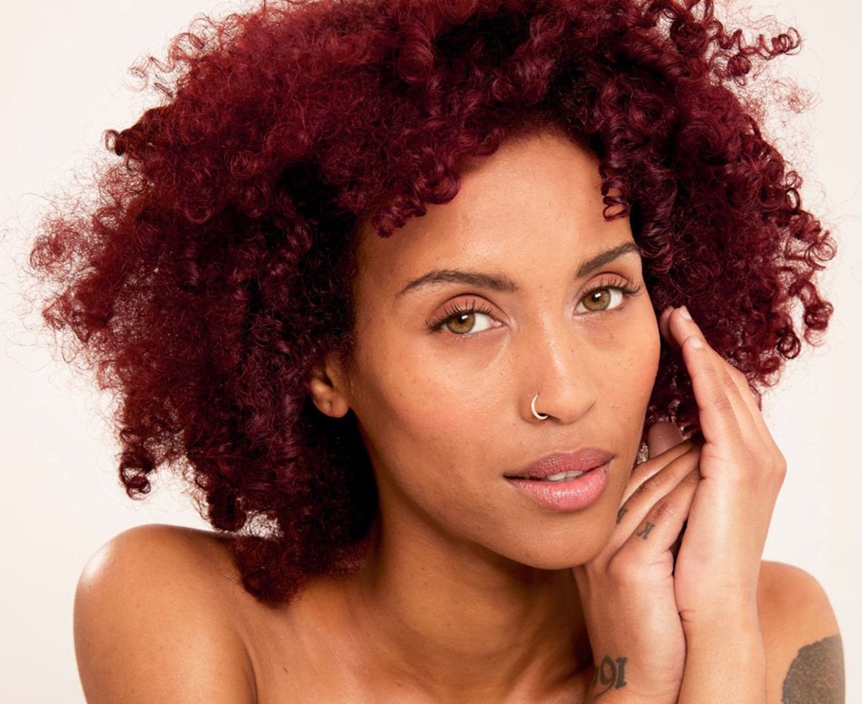 Vibrant Deep Red Short Bob — Winter Hair Colors for Curly Hair