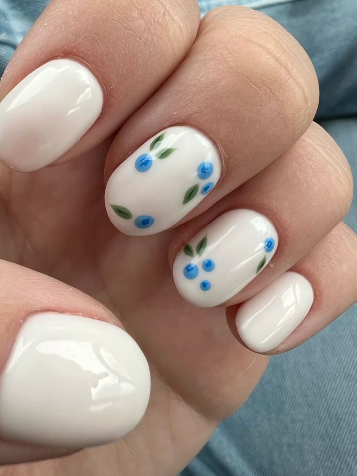Charming Blueberry Short Oval Nails Charming Blueberry Short Oval Nails — easy nail designs