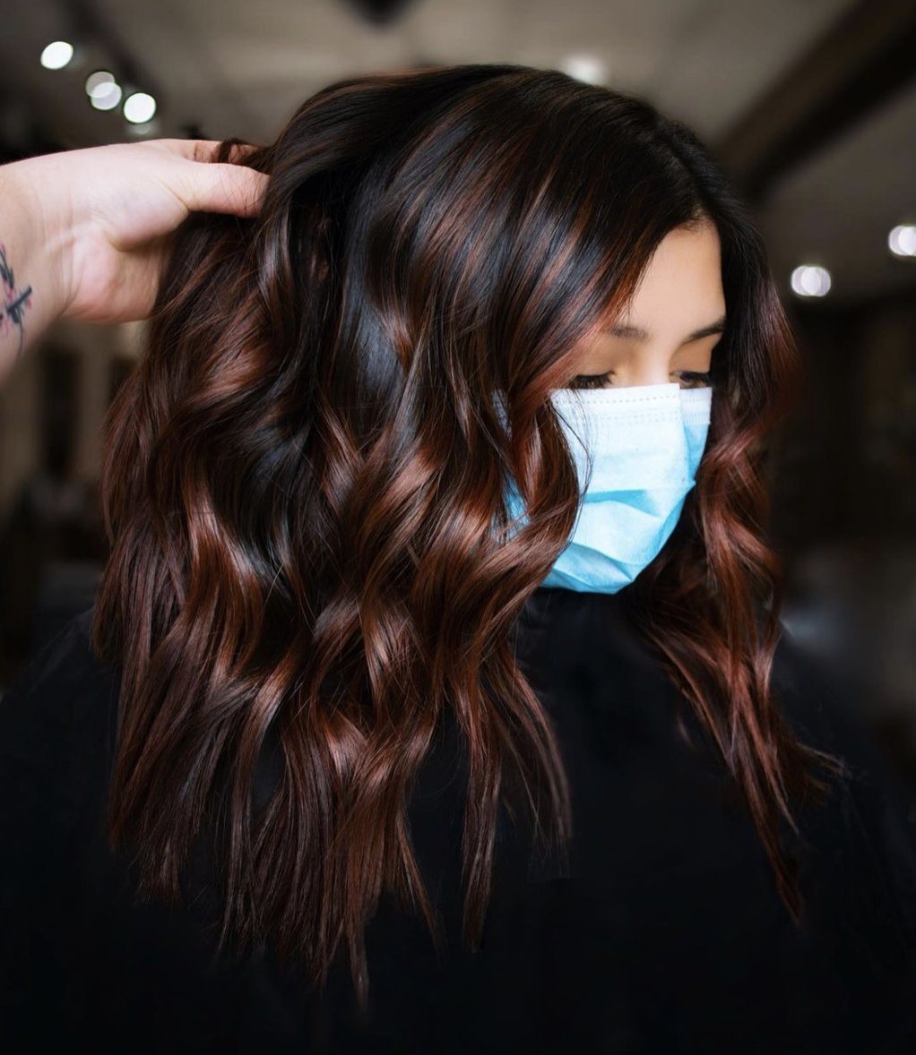 Deep Brown With Auburn Copper Balayage — Cinnamon Brown Hair