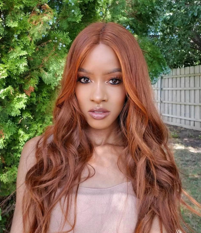Mid-Back Medium Copper With Lighter Highlights Mid-Back Medium Copper With Lighter Highlights — Winter Copper Hair Color