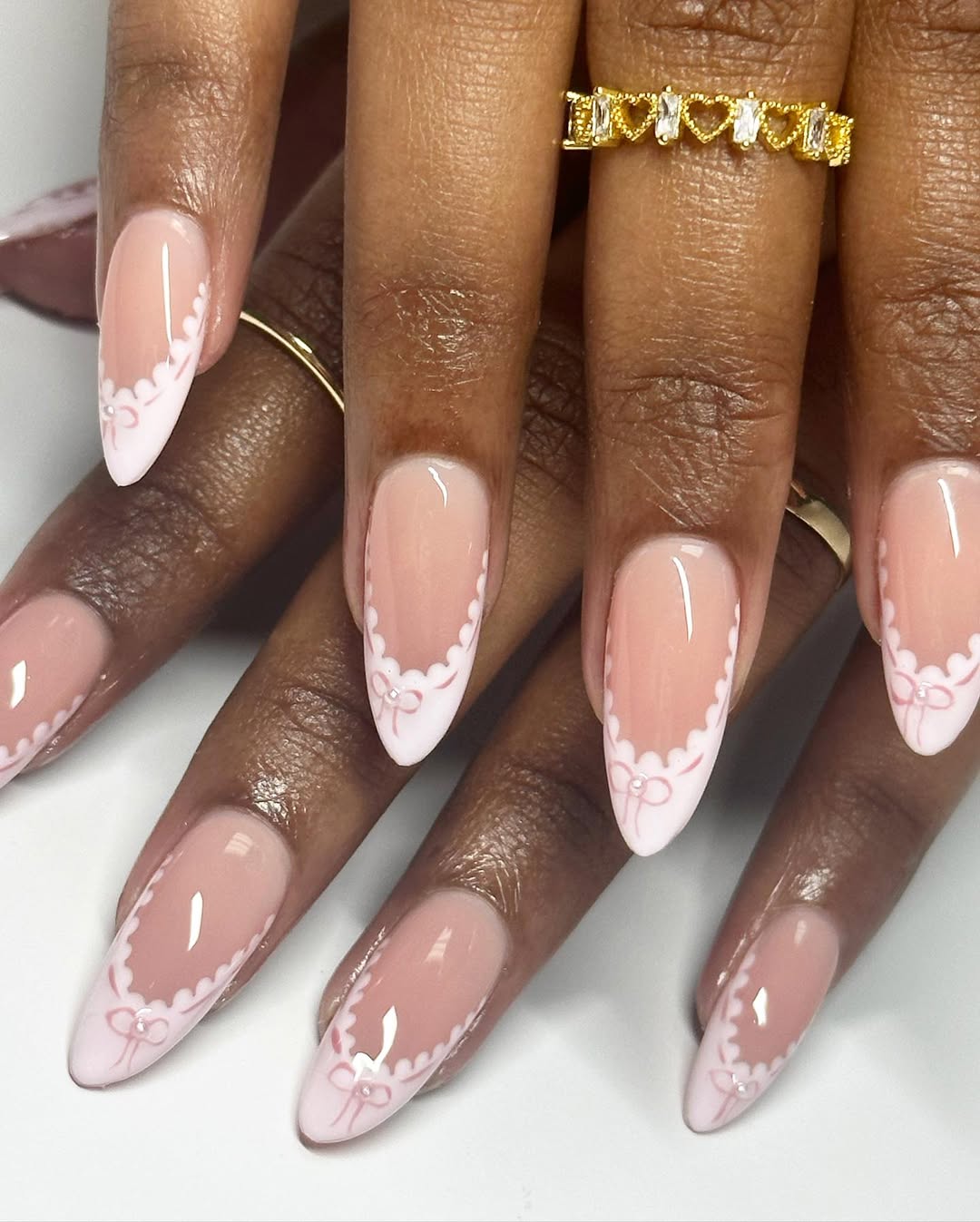 Sweet Lace French Tips with Bows Sweet Lace French Tips with Bows — Lace Nails