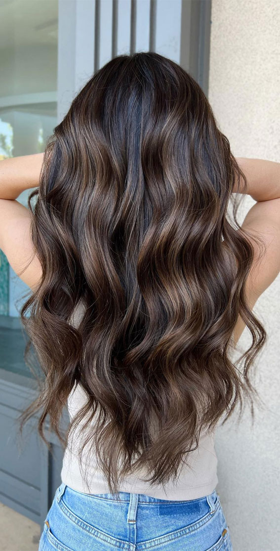 Dark Brown With Cool Ash Balayage Dark Brown With Cool Ash Balayage — Winter Balayage