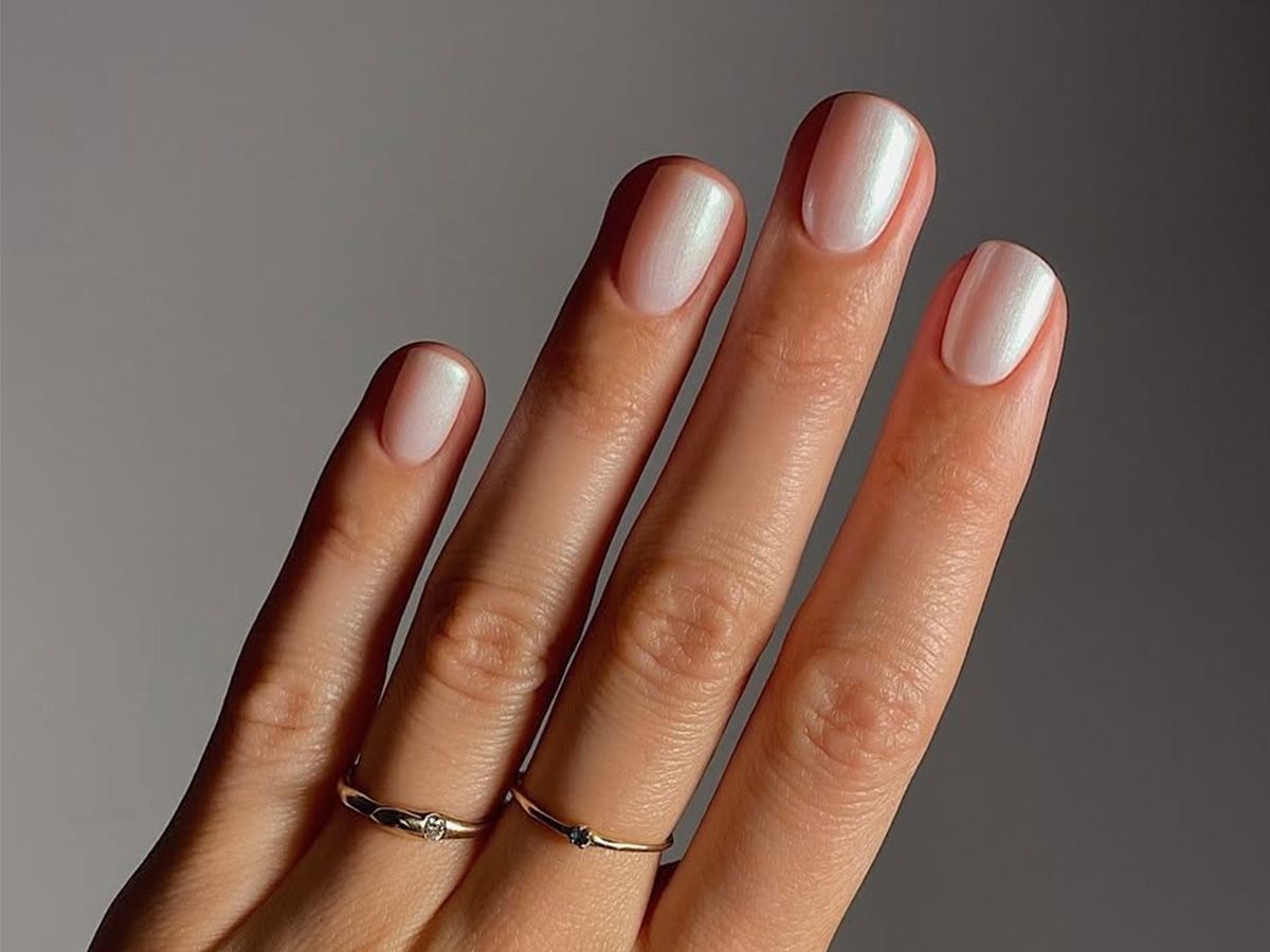 Short Oval Pearlescent Shimmer Nails Short Oval Pearlescent Shimmer Nails — Winter Nail Colors for Women Over 60